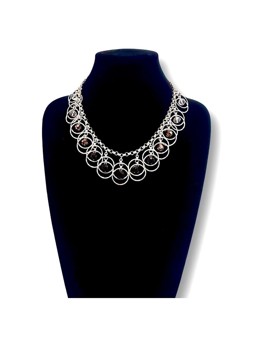 WHITE HOUSE BLACK MARKET Silver Hoop & Beaded Fancy Bib Necklace | NWT​